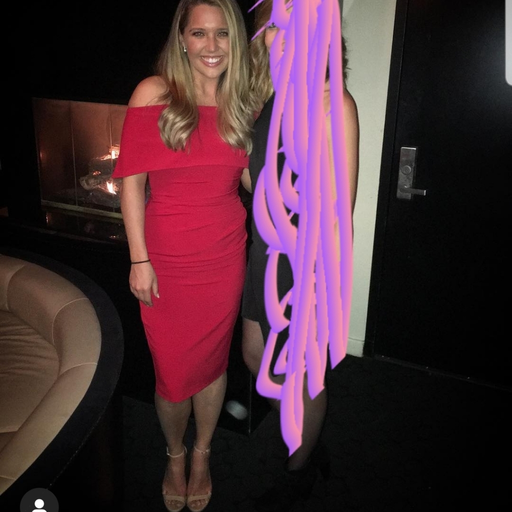 Vince Camuto Red Off the Shoulder Midi Dress